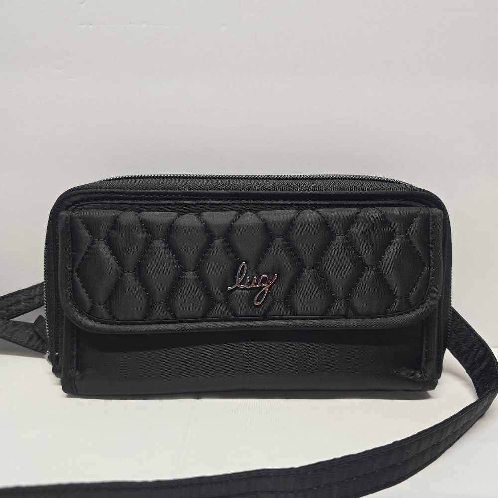LUG Black Kickflip Crossbody Bag Convertible Clutch Travel Wallet RFID